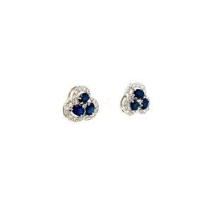 Sapphire and Diamond Earring in 14 K White Gold